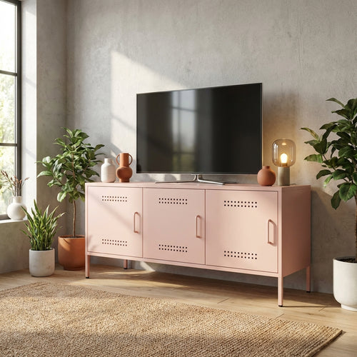 meuble-tv-bas-rose-en-acier-100-5-cm-decor