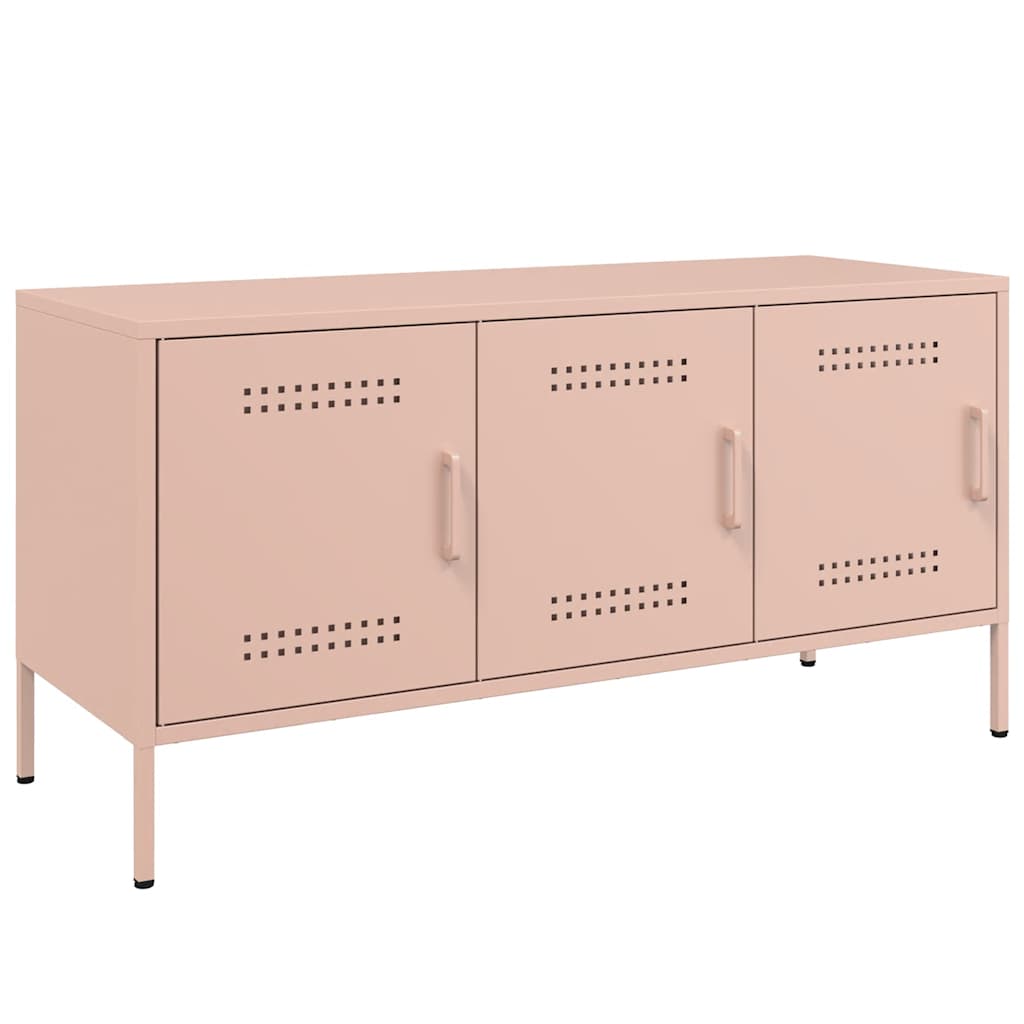 Meuble TV Bas Rose en Acier - 100,5 cm-Mon Meuble TV-Rose-1