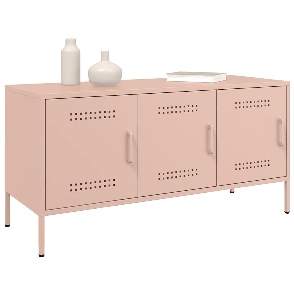 Meuble TV Bas Rose en Acier - 100,5 cm-Mon Meuble TV-Rose-4