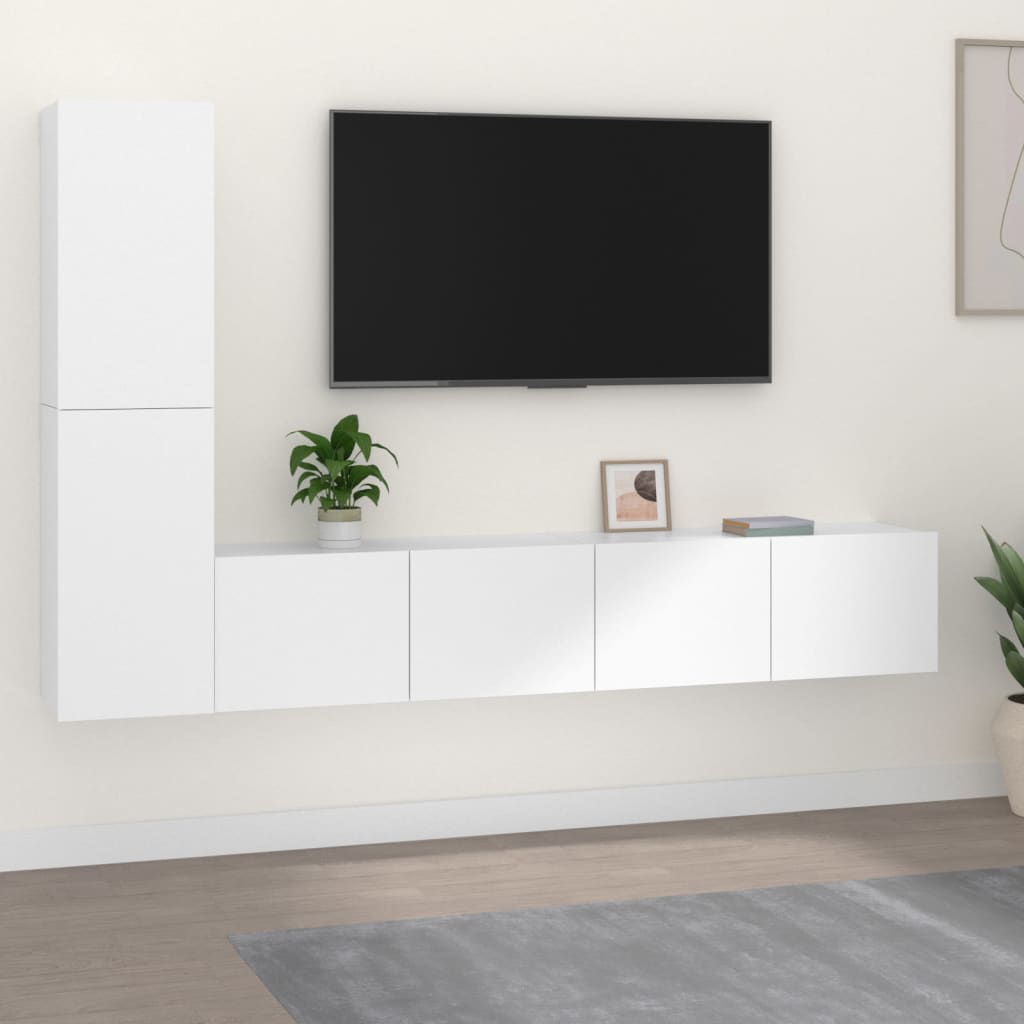 Meuble TV Bas Suspendu Effet Sonoma Gris - 3 Pièces-Mon Meuble TV-Blanc-80 cm-4-17
