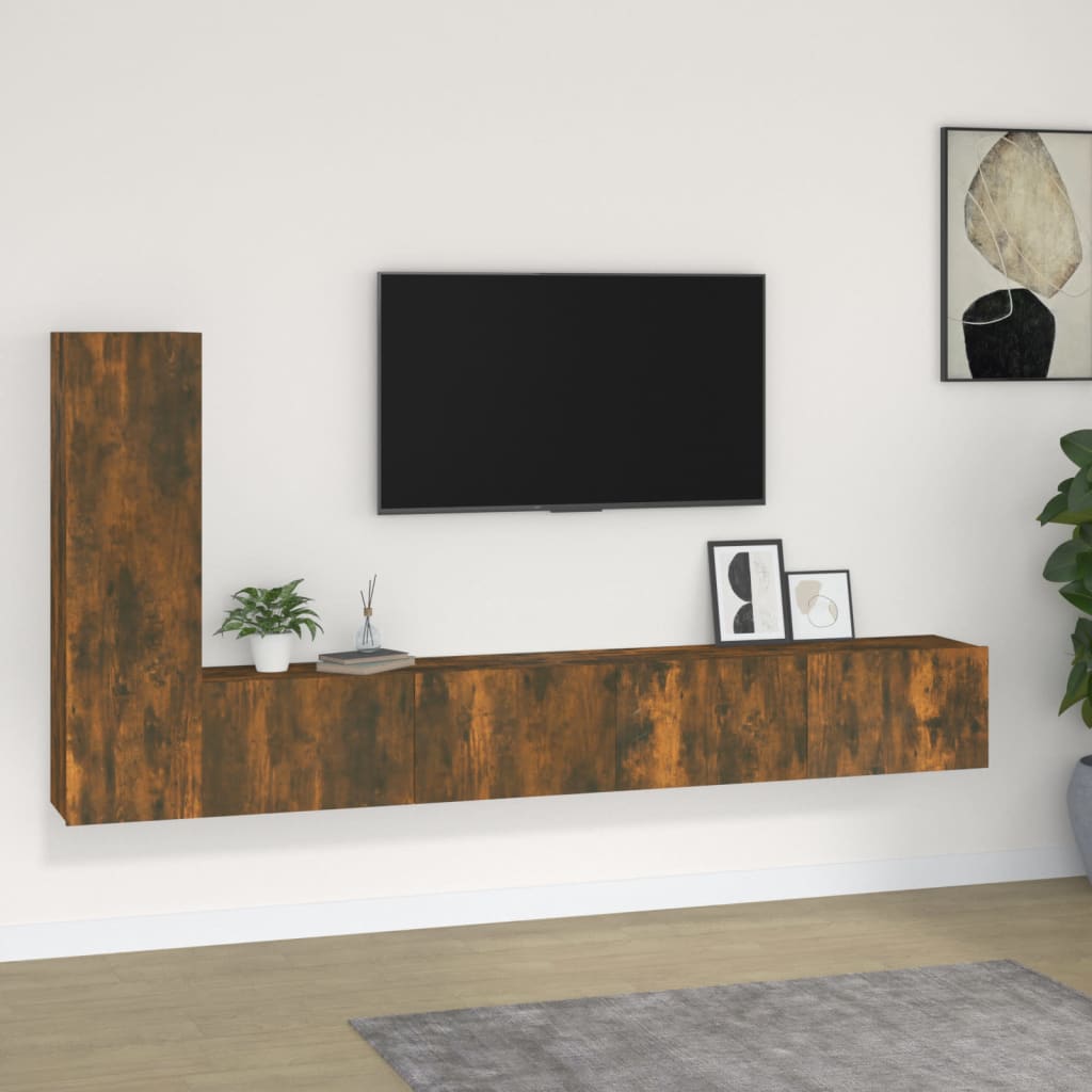 Meuble TV Bas Suspendu Effet Sonoma Gris - 3 Pièces-Mon Meuble TV-Chêne fumé-100 cm-3-16