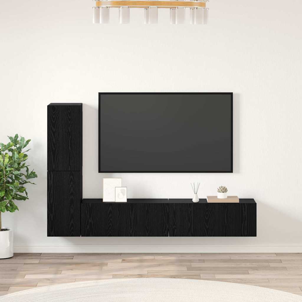 Meuble TV Bas Suspendu Effet Sonoma Gris - 3 Pièces-Mon Meuble TV-Chêne noir-80 cm-4-19