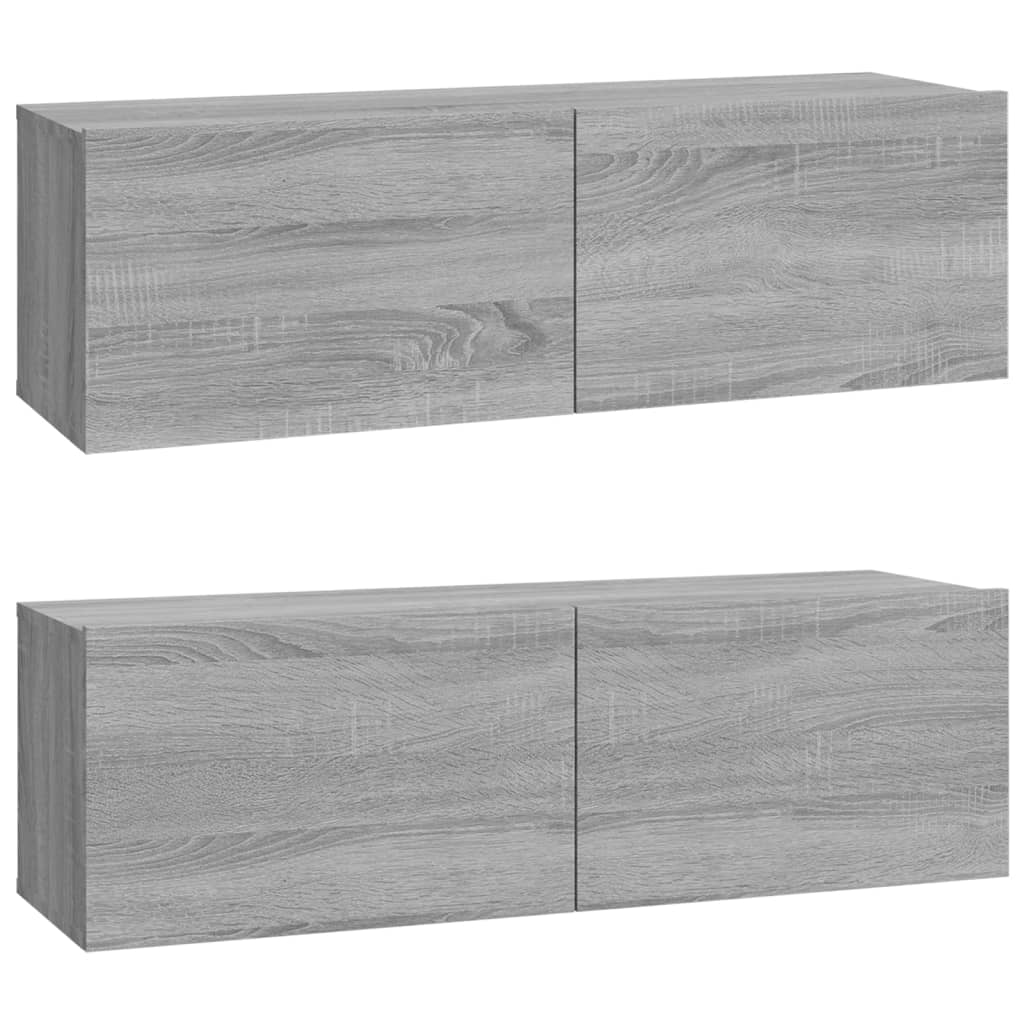 Meuble TV Bas Suspendu Effet Sonoma Gris - 3 Pièces-Mon Meuble TV-Chêne noir-80 cm-4-5