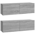 Meuble TV Bas Suspendu Effet Sonoma Gris - 3 Pièces-Mon Meuble TV-Chêne noir-80 cm-4-5