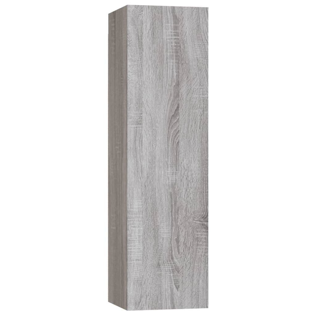 Meuble TV Bas Suspendu Effet Sonoma Gris - 3 Pièces-Mon Meuble TV-Chêne noir-80 cm-4-7