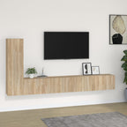 Meuble TV Bas Suspendu Effet Sonoma Gris - 3 Pièces-Mon Meuble TV-Chêne sonoma-100 cm-3-14