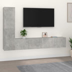 Meuble TV Bas Suspendu Effet Sonoma Gris - 3 Pièces-Mon Meuble TV-Gris béton-80 cm-4-18