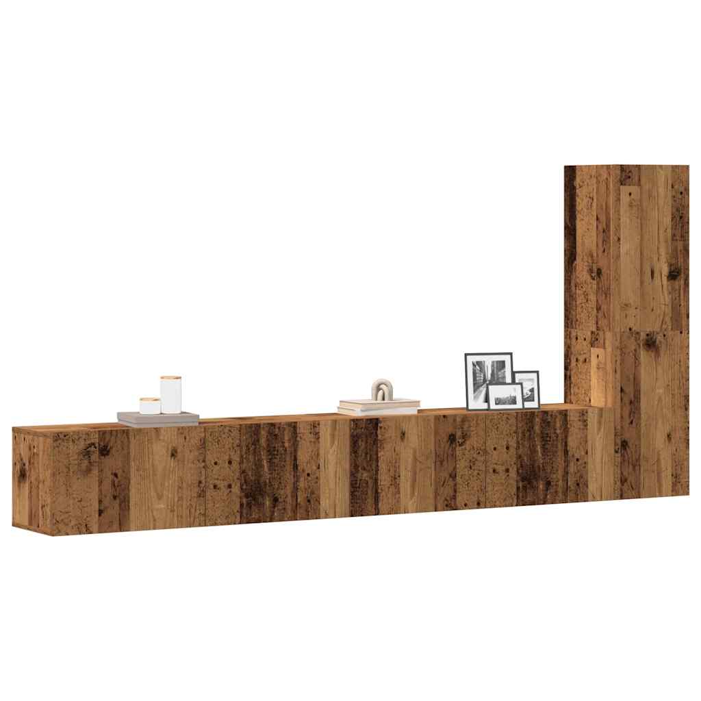 Meuble TV Bas Suspendu Effet Sonoma Gris - 3 Pièces-Mon Meuble TV-Vieux bois-100 cm-4-12