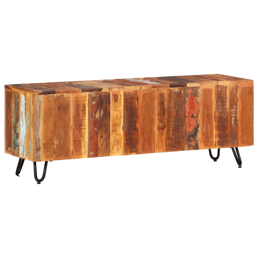 Meuble TV Bas Vintage en Bois de Récupération - 110 cm-Mon Meuble TV-10