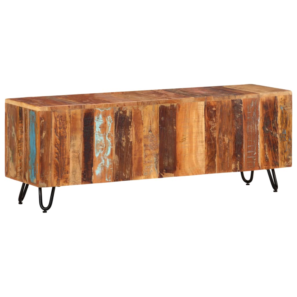 Meuble TV Bas Vintage en Bois de Récupération - 110 cm-Mon Meuble TV-7