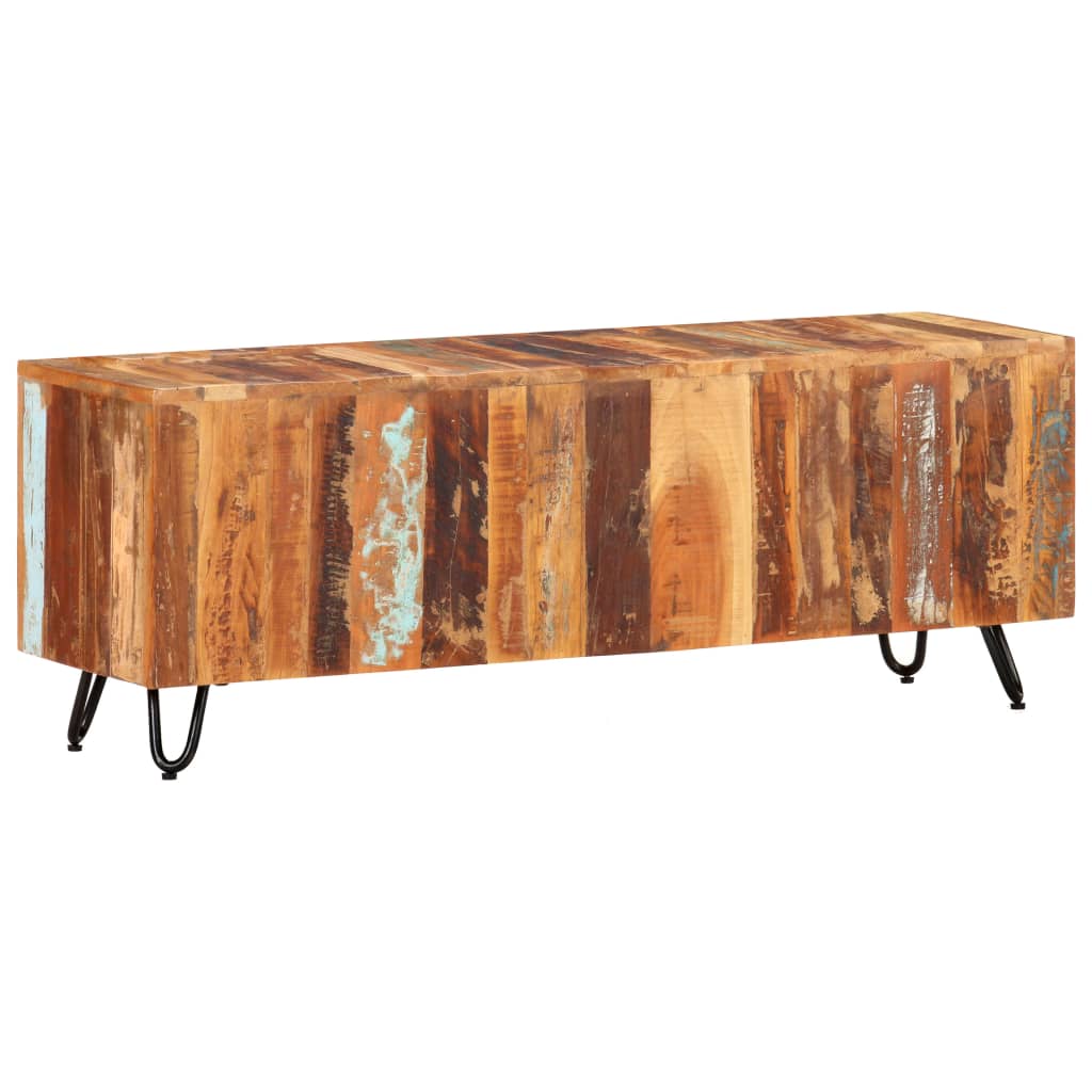 Meuble TV Bas Vintage en Bois de Récupération - 110 cm-Mon Meuble TV-9