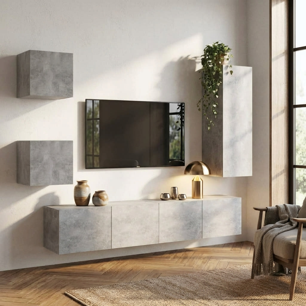 meuble-tv-bibliotheque-en-bois-gris-beton-5-pieces-decor
