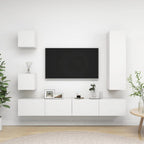 Meuble TV Bibliothèque en Bois Gris Béton - 5 Pièces-Mon Meuble TV-Blanc-110 cm-16