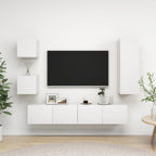 Meuble TV Bibliothèque en Bois Gris Béton - 5 Pièces-Mon Meuble TV-Blanc-90 cm-15