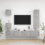 Meuble TV Bibliothèque en Bois Gris Béton - 5 Pièces-Mon Meuble TV-Gris béton-110 cm-13
