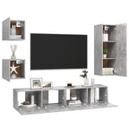 Meuble TV Bibliothèque en Bois Gris Béton - 5 Pièces-Mon Meuble TV-Gris béton-60 cm-3