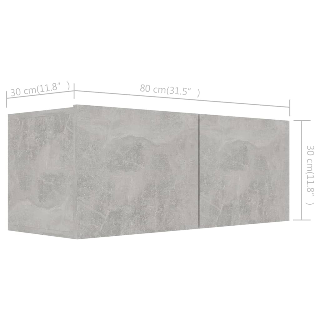 Meuble TV Bibliothèque en Bois Gris Béton - 5 Pièces-Mon Meuble TV-Gris béton-60 cm-8