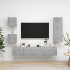 Meuble TV Bibliothèque en Bois Gris Béton - 5 Pièces-Mon Meuble TV-Gris béton-90 cm-2