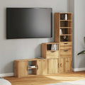 Meuble TV Bibliothèque en Bois Massif de Pin - 5 Pièces-Mon Meuble TV-Naturel-7 étagères 3 tiroirs-17