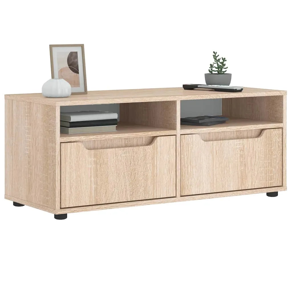 Meuble TV Blanc - 100 cm de Longueur-Mon Meuble TV-Chêne sonoma-15