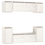 Meuble TV Blanc 160 cm en Pin Massif - 6 Pcs-Mon Meuble TV-Blanc-1