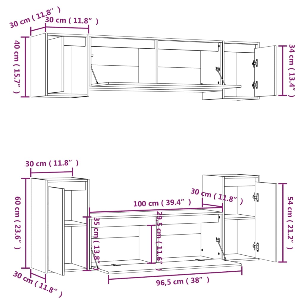 Meuble TV Blanc 160 cm en Pin Massif - 6 Pcs-Mon Meuble TV-Blanc-11