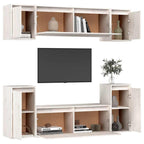 Meuble TV Blanc 160 cm en Pin Massif - 6 Pcs-Mon Meuble TV-Blanc-4