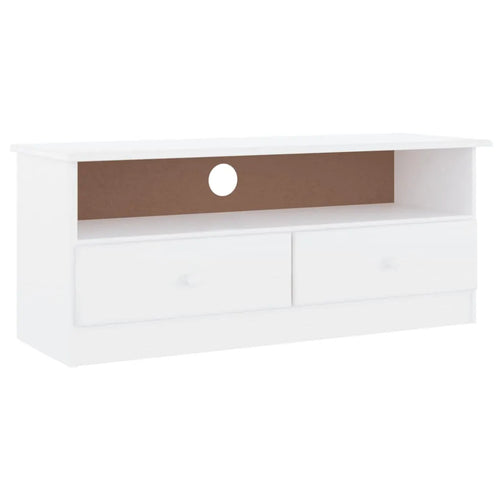 Meuble TV Blanc au Sol en Pin Massif - 100 cm-Mon Meuble TV-1