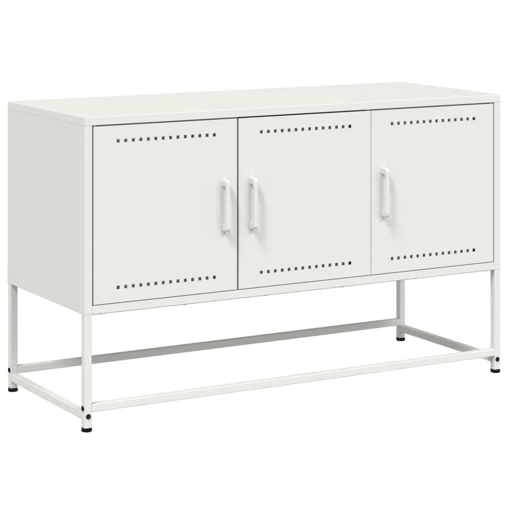 Meuble TV Blanc avec Rangement en Acier - 100,5 cm-Mon Meuble TV-Anthracite-1-2