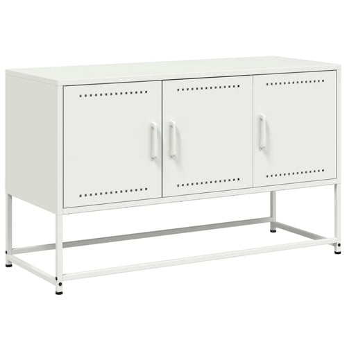 Meuble TV Blanc avec Rangement en Acier - 100,5 cm-Mon Meuble TV-Anthracite-1-2