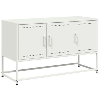 Meuble TV Blanc avec Rangement en Acier - 100,5 cm
