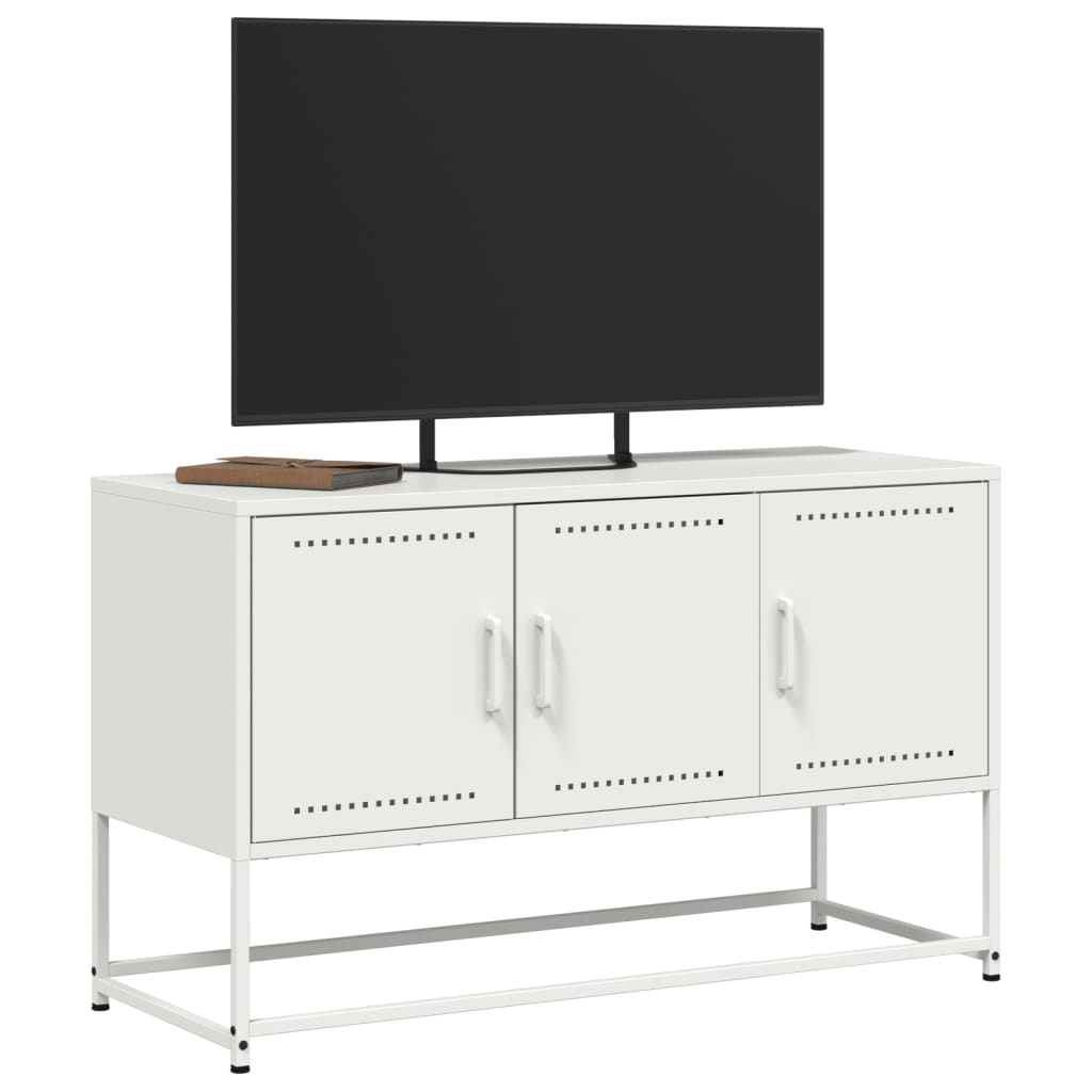 Meuble TV Blanc avec Rangement en Acier - 100,5 cm-Mon Meuble TV-Anthracite-1-4