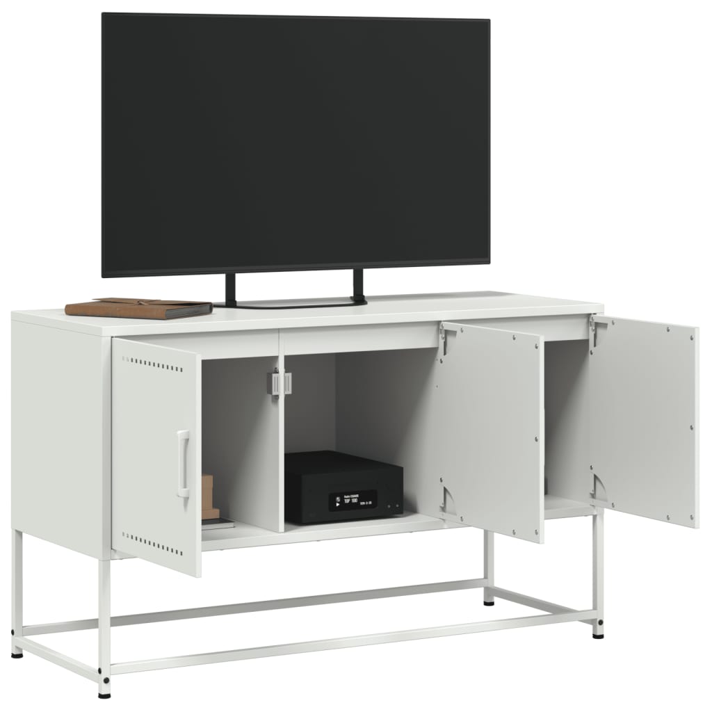 Meuble TV Blanc avec Rangement en Acier - 100,5 cm-Mon Meuble TV-Anthracite-1-5