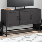 Meuble TV Blanc avec Rangement en Acier - 100,5 cm-Mon Meuble TV-Noir-1-15