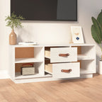 Meuble TV Blanc Bas en Pin Massif - 100 cm-Mon Meuble TV-Noir-1-3