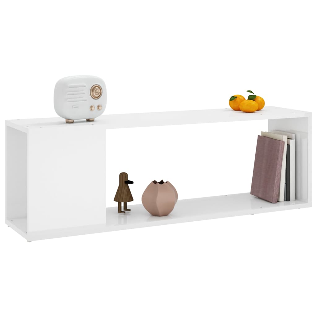 Meuble TV Blanc Brillant Design - 100 cm-Mon Meuble TV-1-100 x 24 x 32 cm-6