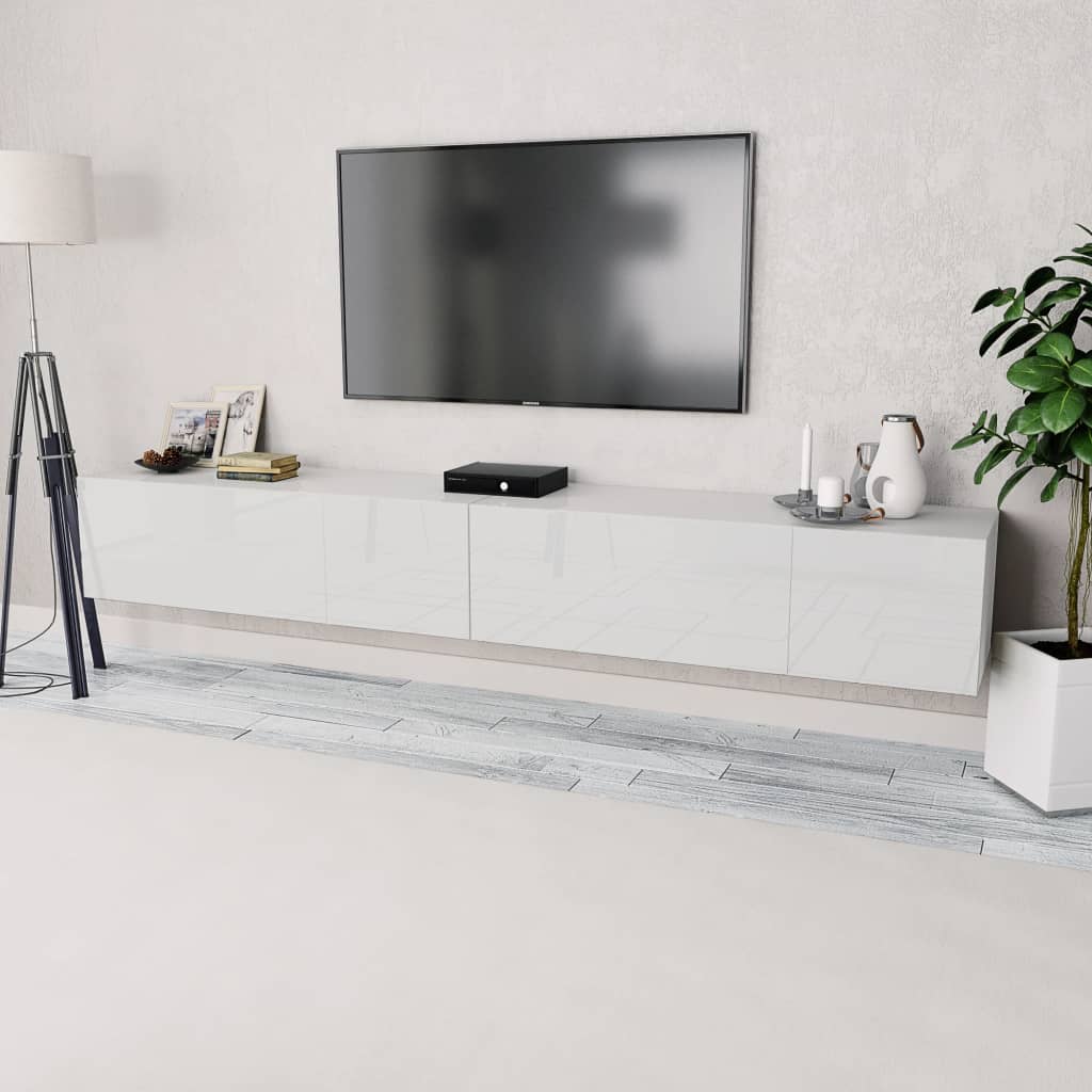 Meuble TV Blanc Brillant en Bois d'Ingénierie - 120 cm-Mon Meuble TV-2