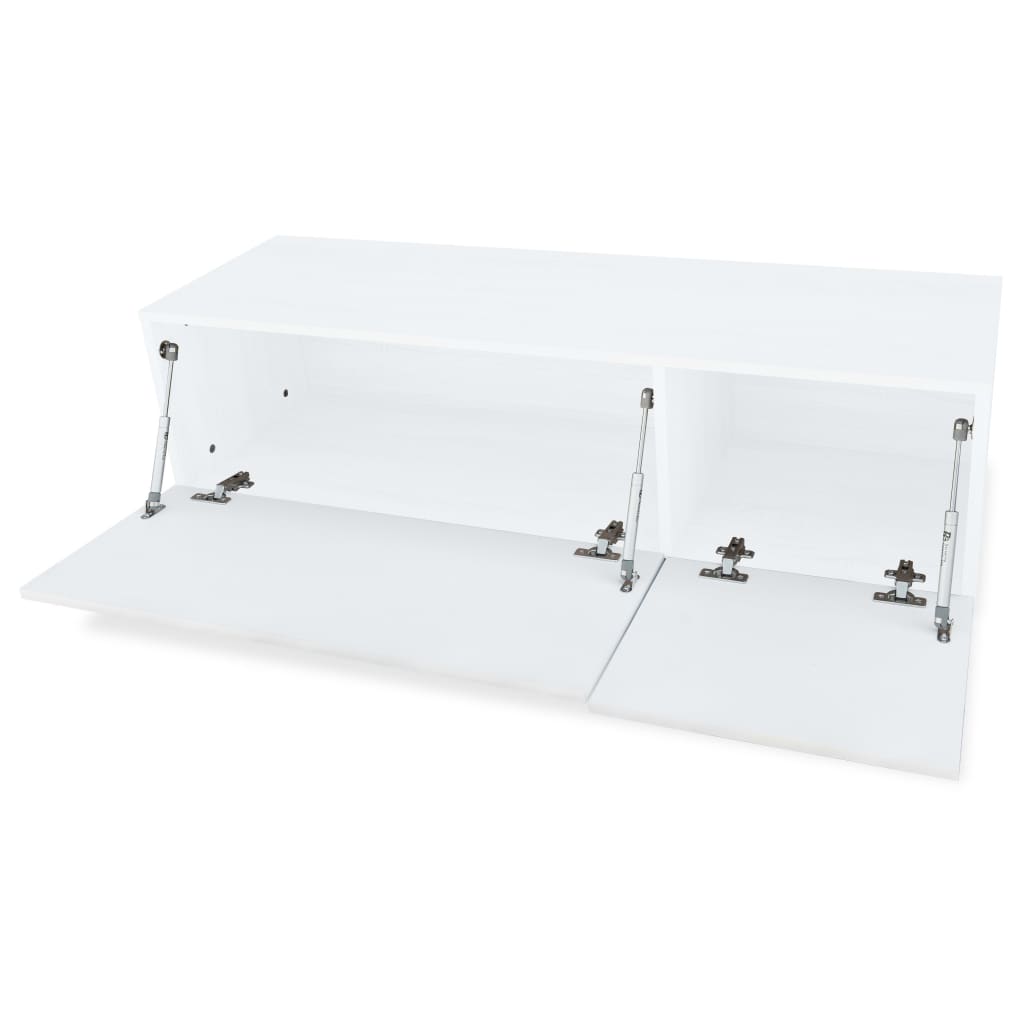 Meuble TV Blanc Brillant en Bois d'Ingénierie - 120 cm-Mon Meuble TV-4
