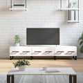 Meuble TV Blanc Brillant et Bois - 150 cm-Mon Meuble TV-Blanc-2