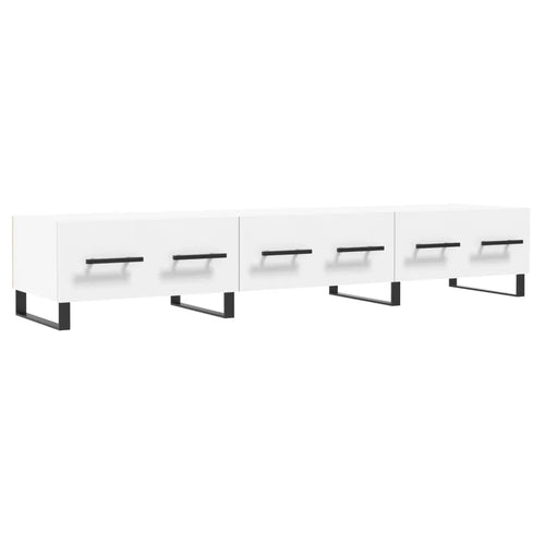 Meuble TV Blanc Brillant et Bois - 150 cm-Mon Meuble TV-Blanc brillant-1