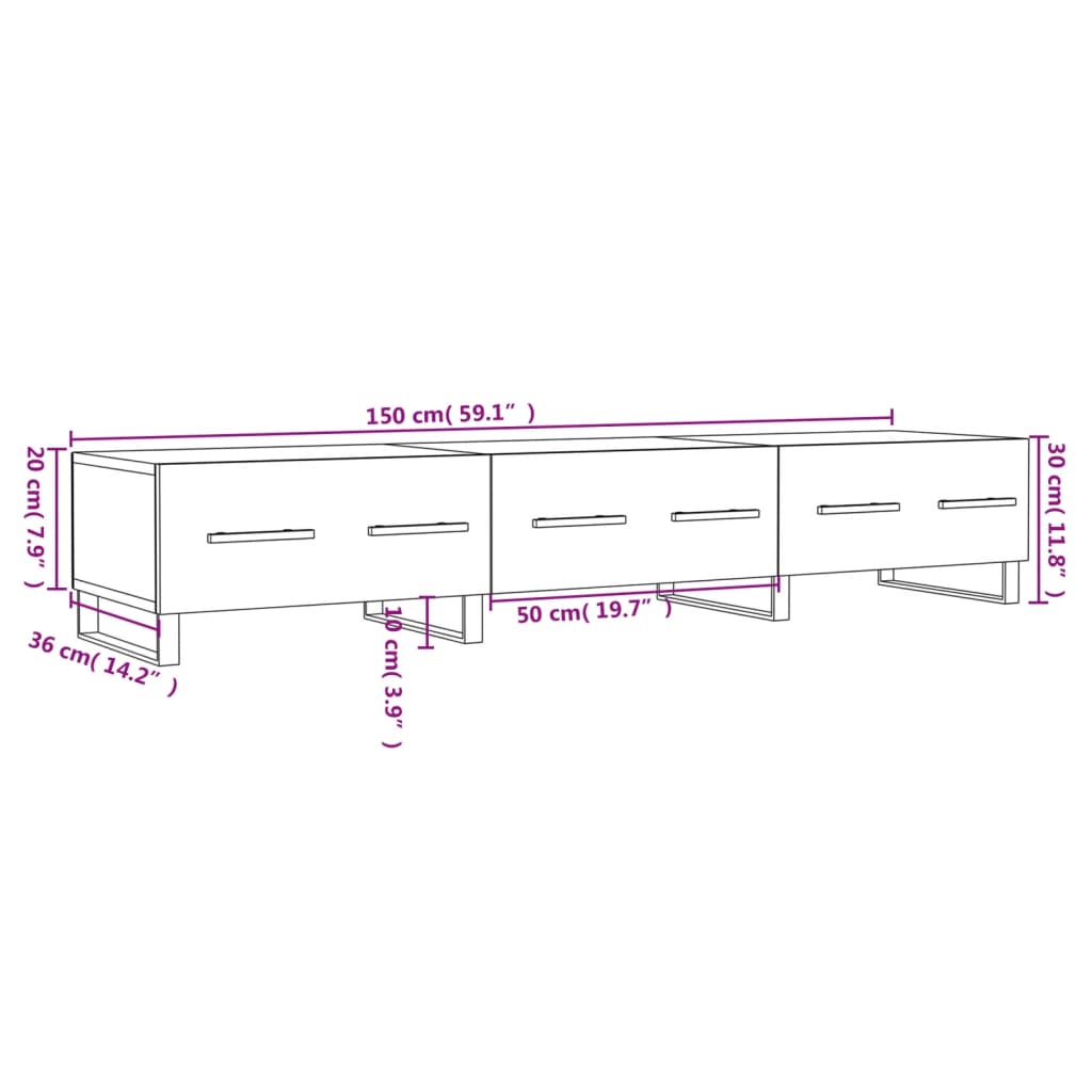 Meuble TV Blanc Brillant et Bois - 150 cm-Mon Meuble TV-Blanc brillant-12