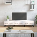 Meuble TV Blanc Brillant et Bois - 150 cm-Mon Meuble TV-Blanc brillant-15