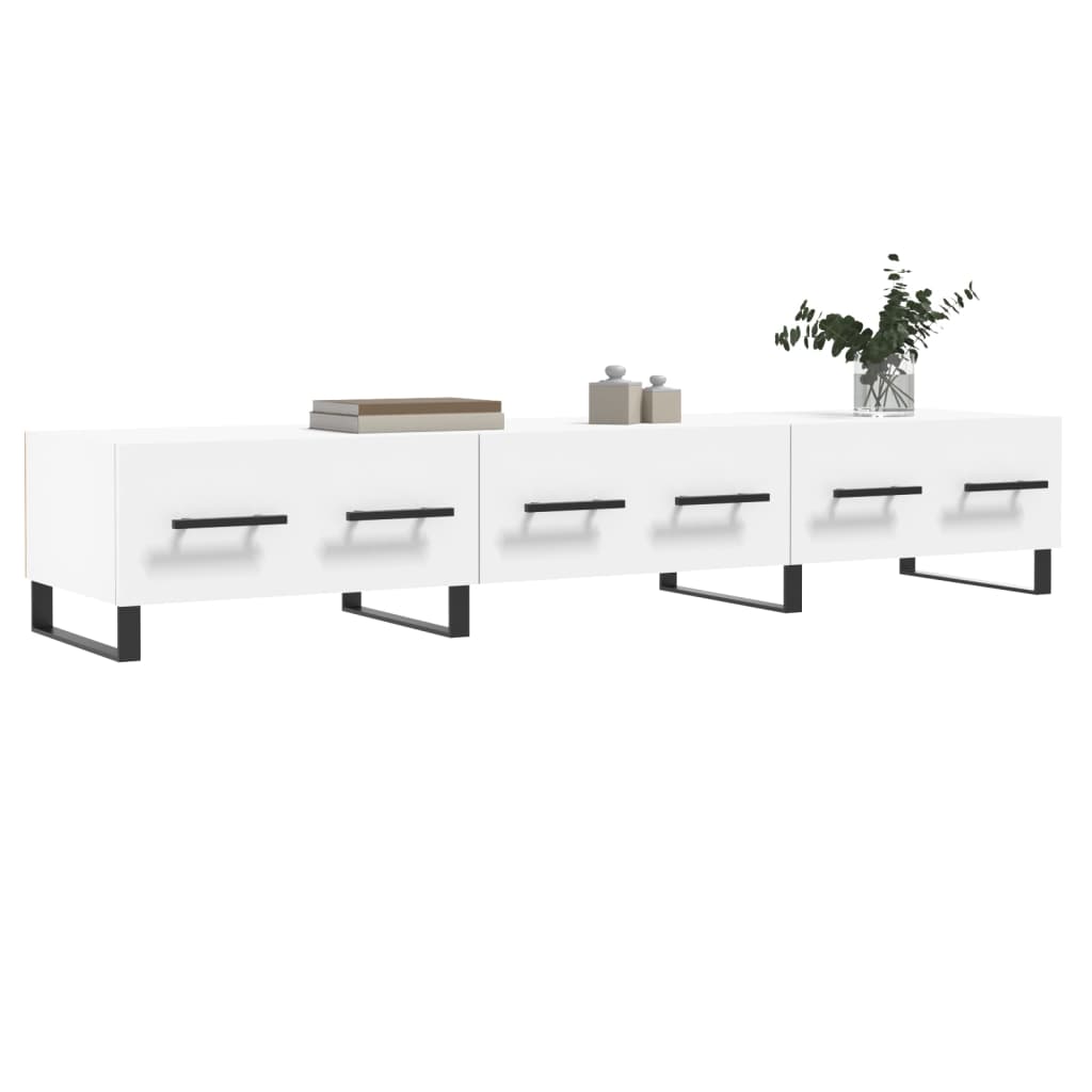 Meuble TV Blanc Brillant et Bois - 150 cm-Mon Meuble TV-Blanc brillant-3