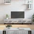 Meuble TV Blanc Brillant et Bois - 150 cm-Mon Meuble TV-Gris béton-14