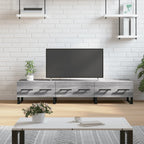 Meuble TV Blanc Brillant et Bois - 150 cm-Mon Meuble TV-Sonoma gris-13