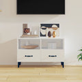 Meuble TV Blanc Brillant et Métal - 80 cm-Mon Meuble TV-Blanc brillant-1-1