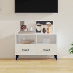 Meuble TV Blanc Brillant et Métal - 80 cm-Mon Meuble TV-Blanc brillant-1-1