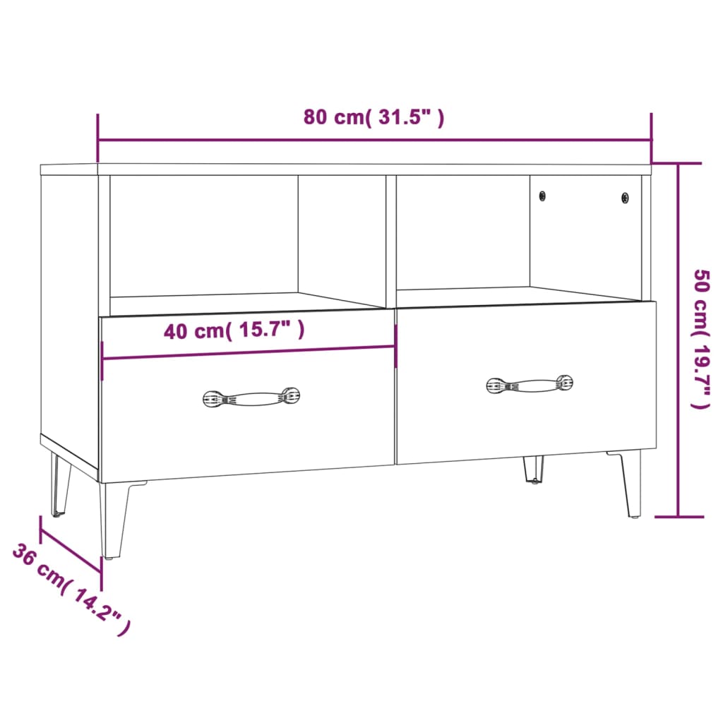 Meuble TV Blanc Brillant et Métal - 80 cm-Mon Meuble TV-Blanc brillant-1-10