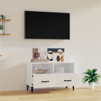 Meuble TV Blanc Brillant et Métal - 80 cm-Mon Meuble TV-Blanc brillant-1-3