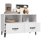 Meuble TV Blanc Brillant et Métal - 80 cm-Mon Meuble TV-Blanc brillant-1-5